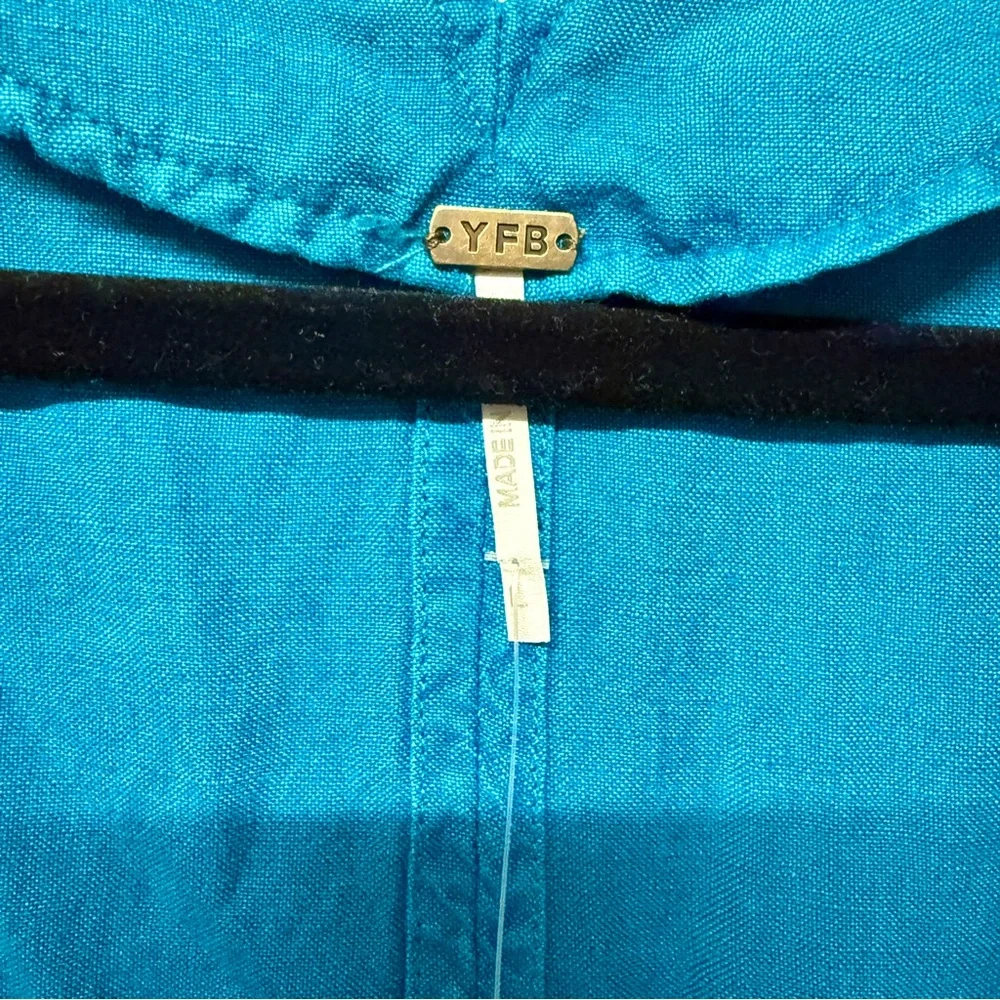 Young Fabulous & Broke| NWT Women’s Size large Linen Blend Cerulean Blue Vest - Picture 3 of 8